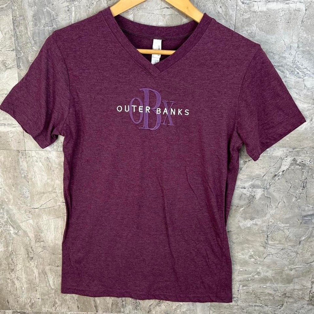 Vintage Burgundy OBX Outerbanks‎ tee Woman's Size Small #Outerbanks